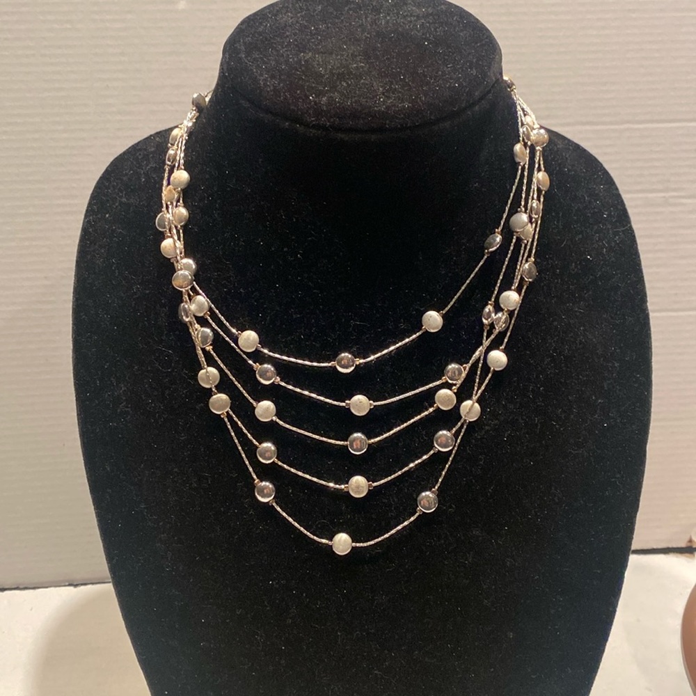 NIB Silver Dots on Cascading Silvertone Chains